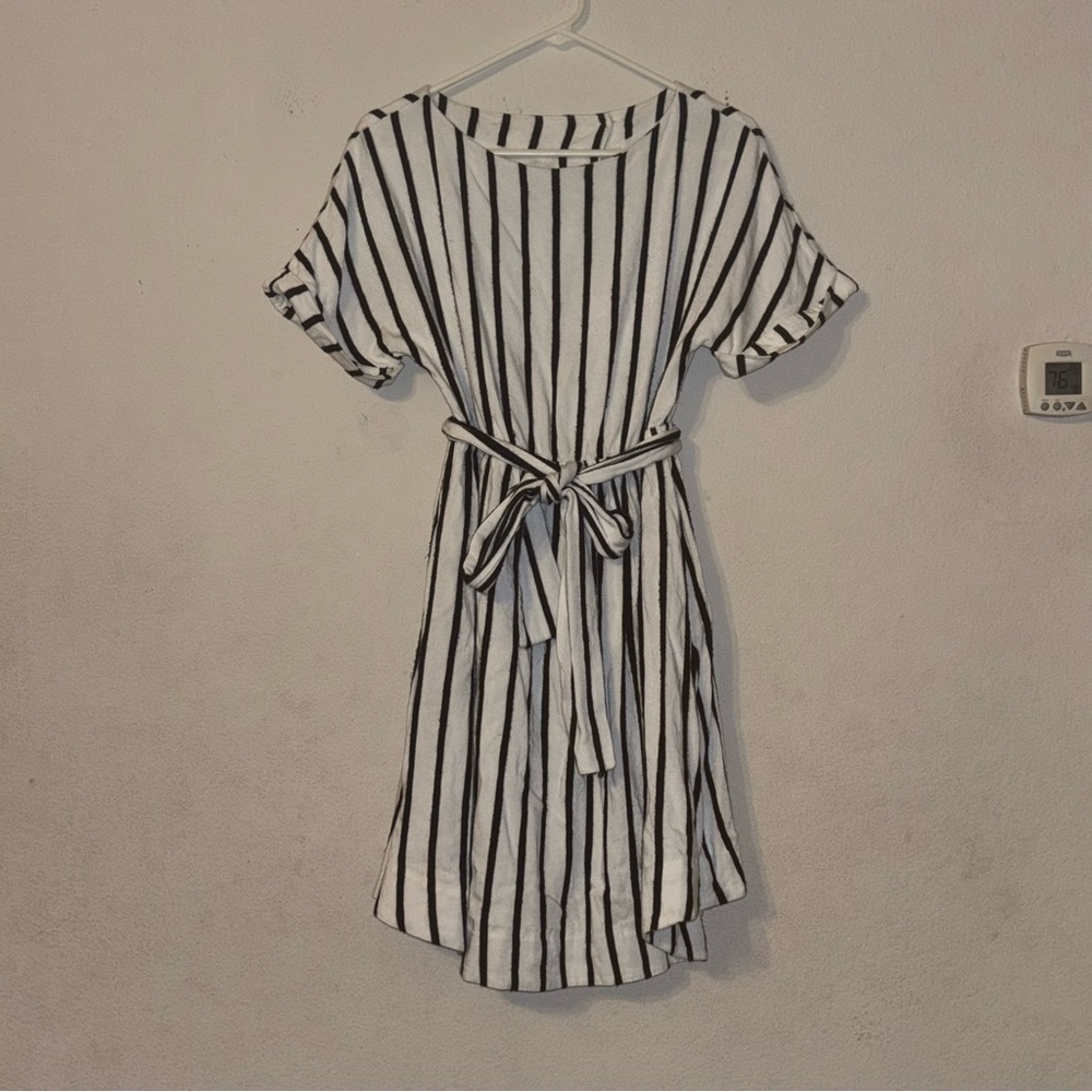CROSBY by Mollie Burch Black and White Striped Midi Dress